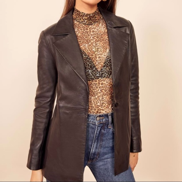 Reformation Veda Bowery Leather Blazer 